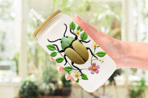 Glass Can Beetle Embroidery Sublimation artnoy 