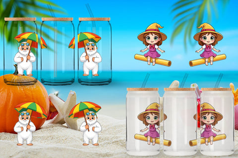 Glass Can Big Eye Summer Monster Surfing Sublimation artnoy 