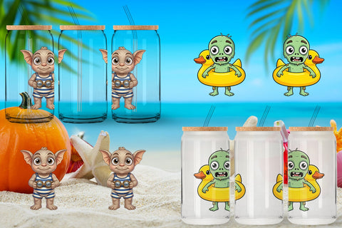 Glass Can Big Eye Summer Monster Surfing Sublimation artnoy 