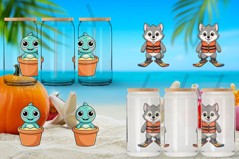 Glass Can Big Eye Summer Monster Surfing Sublimation artnoy 