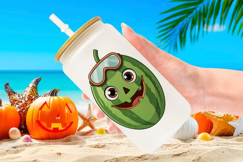 Glass Can Big Eye Summerween Beach Party Sublimation artnoy 