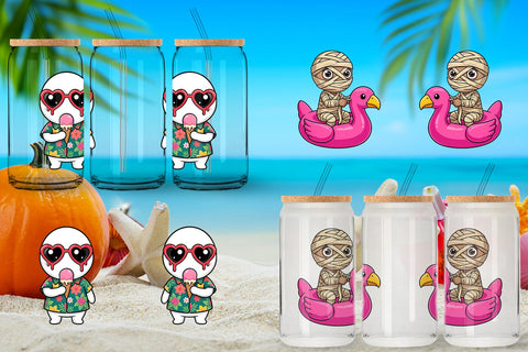 Glass Can Big Eye Summerween Beach Party Sublimation artnoy 