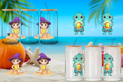 Glass Can Big Eye Summerween Beach Party Sublimation artnoy 