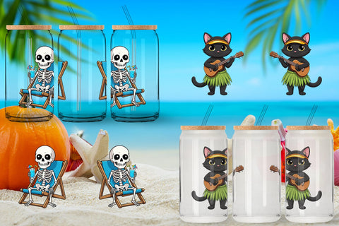 Glass Can Big Eye Summerween Beach Party Sublimation artnoy 