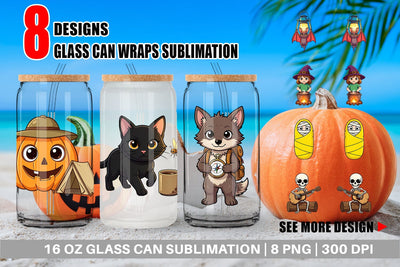Glass Can Big Eye Summerween Camping Sublimation artnoy 