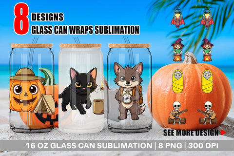 Glass Can Big Eye Summerween Camping Sublimation artnoy 