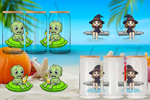 Glass Can Big Eye Summerween Pool Party Sublimation artnoy 