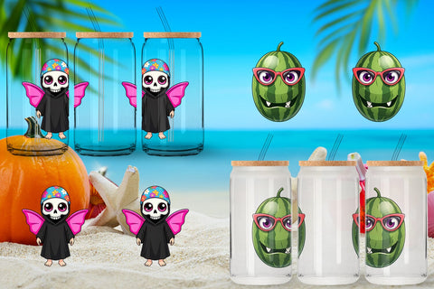 Glass Can Big Eye Summerween Pool Party Sublimation artnoy 