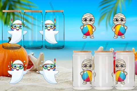 Glass Can Big Eye Summerween Pool Party Sublimation artnoy 