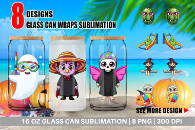 Glass Can Big Eye Summerween Pool Party Sublimation artnoy 