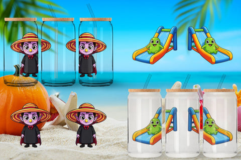 Glass Can Big Eye Summerween Pool Party Sublimation artnoy 