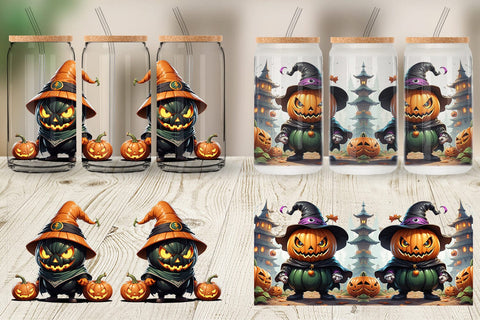 Glass Can Big Scary Pumpkin Sublimation artnoy 