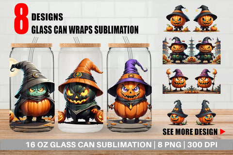Glass Can Big Scary Pumpkin Sublimation artnoy 