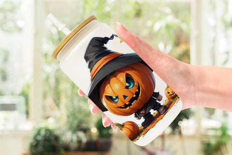 Glass Can Big Scary Pumpkin Sublimation artnoy 