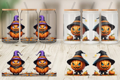 Glass Can Big Scary Pumpkin Sublimation artnoy 