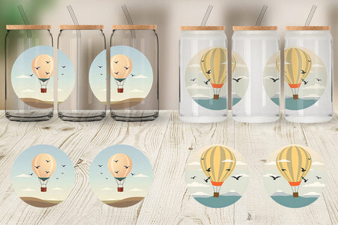 Glass Can Bird Hot Air Balloon Sublimation artnoy 