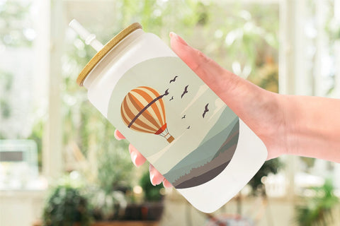 Glass Can Bird Hot Air Balloon Sublimation artnoy 