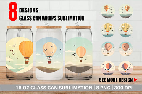 Glass Can Bird Hot Air Balloon Sublimation artnoy 