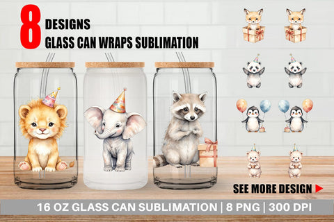 Glass Can Birthday Baby Beasts Sublimation artnoy 