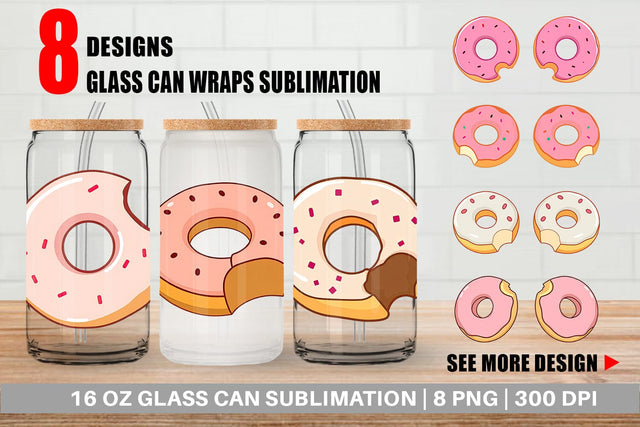 Glass Can Bitten Donut Sublimation artnoy 