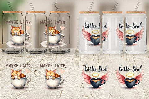 Glass Can Bitter Coffee Goth Sarcastic Quotes Sublimation artnoy 