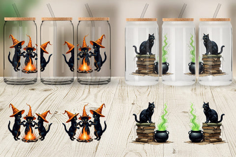 Glass Can Black Cat Sublimation artnoy 