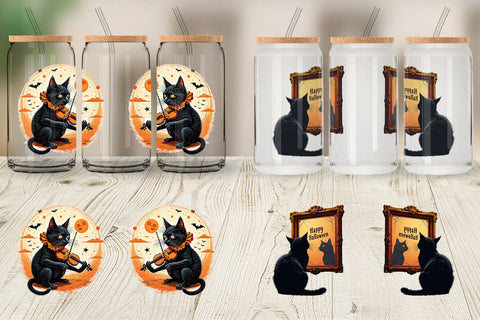 Glass Can Black Cat Sublimation artnoy 