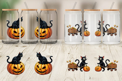 Glass Can Black Cat Sublimation artnoy 