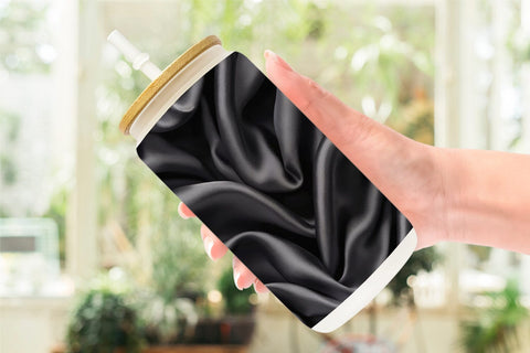 Glass Can Black Silk Pattern Sublimation artnoy 