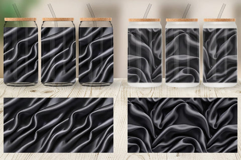 Glass Can Black Silk Pattern Sublimation artnoy 