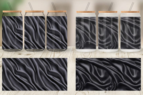 Glass Can Black Silk Pattern Sublimation artnoy 