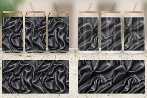 Glass Can Black Silk Pattern Sublimation artnoy 