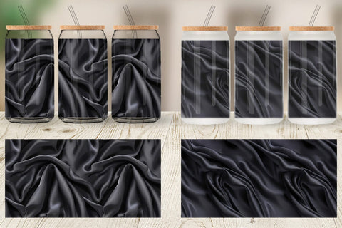 Glass Can Black Silk Pattern Sublimation artnoy 