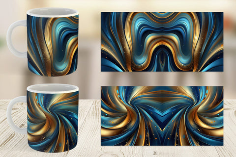 Glass Can Blue and Gold Swirl Sublimation artnoy 