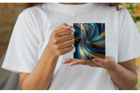 Glass Can Blue and Gold Swirl Sublimation artnoy 