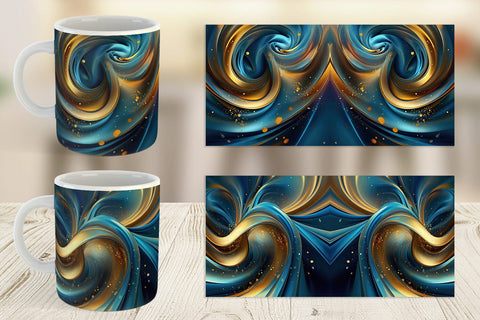 Glass Can Blue and Gold Swirl Sublimation artnoy 