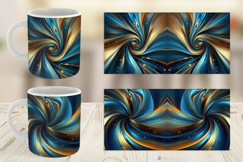 Glass Can Blue and Gold Swirl Sublimation artnoy 