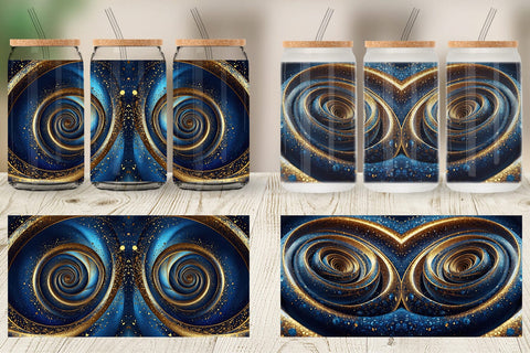 Glass Can Blue and Gold Vortex Sublimation artnoy 