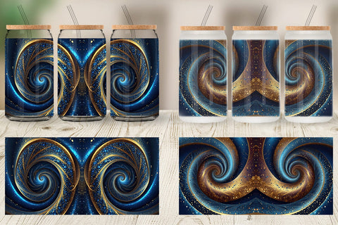 Glass Can Blue and Gold Vortex Sublimation artnoy 