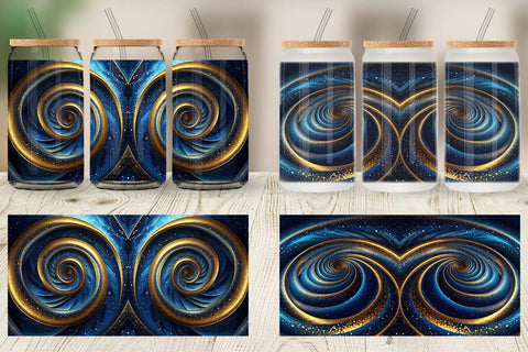Glass Can Blue and Gold Vortex Sublimation artnoy 