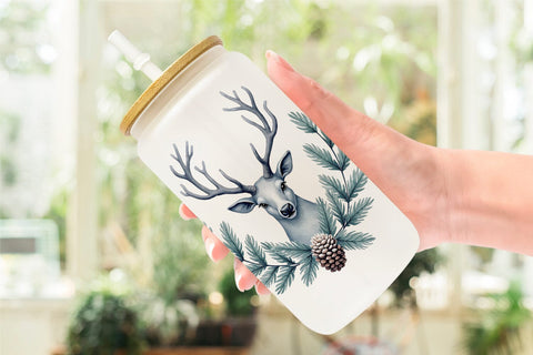 Glass Can Blue Christmas Sublimation artnoy 