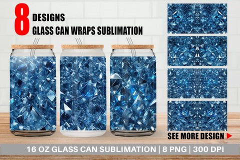 Glass Can Blue Crystal Sublimation artnoy 