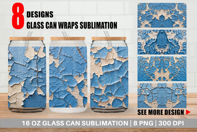 Glass Can Blue Peel Texture Sublimation artnoy 