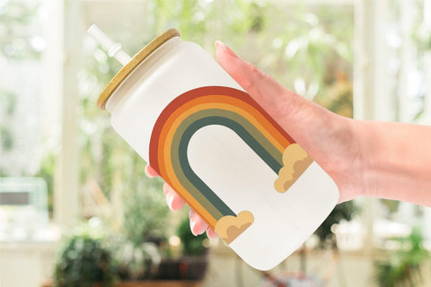 Glass Can Boho Autumn Rainbows Sublimation artnoy 