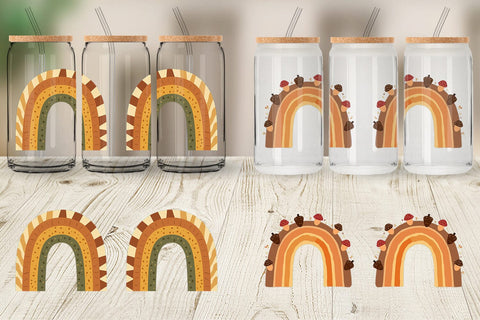 Glass Can Boho Autumn Rainbows Sublimation artnoy 