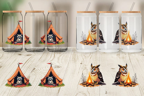 Glass Can Boho Camping Animals Sublimation artnoy 