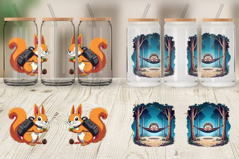Glass Can Boho Camping Animals Sublimation artnoy 