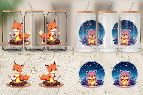 Glass Can Boho Camping Animals Sublimation artnoy 