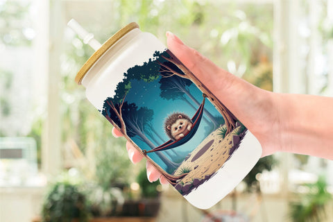 Glass Can Boho Camping Animals Sublimation artnoy 