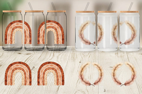 Glass Can Boho Chic Watercolor Christmas & Ornaments Sublimation artnoy 